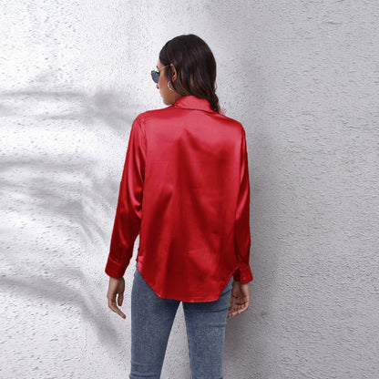 Satin Tie-Front Shirt