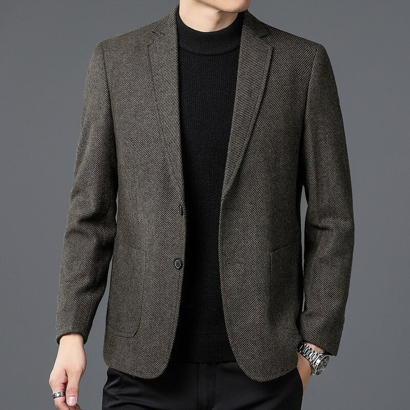 QUANBO Winter Wool Blazer