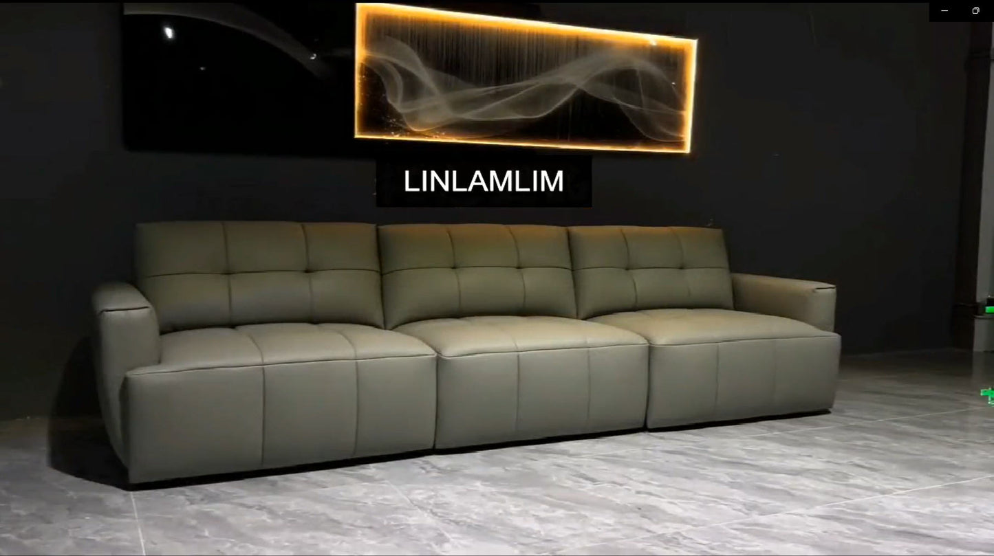 Italian Genuine Leather Convertible Sofa