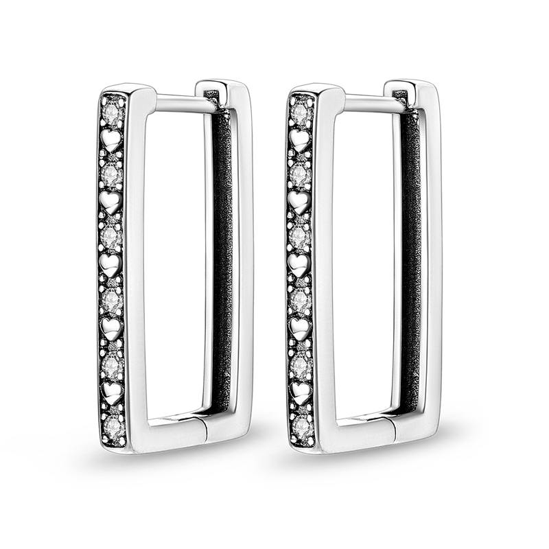 925 Silver Heart CZ Earrings