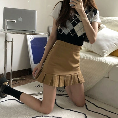 Pleated Mini Preppy Skirt