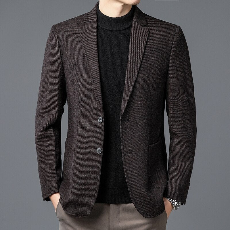 QUANBO Winter Wool Blazer