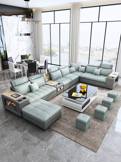 MANBAS Modern Fabric Smart Sofa Set w/ BT & Speakers