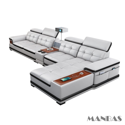 Italian Leather BT Sofa w/ Projector