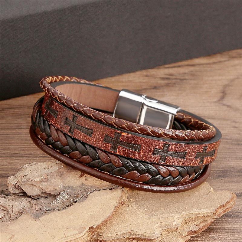 Religious Leather Bracelet