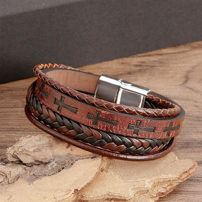 Religious Leather Bracelet