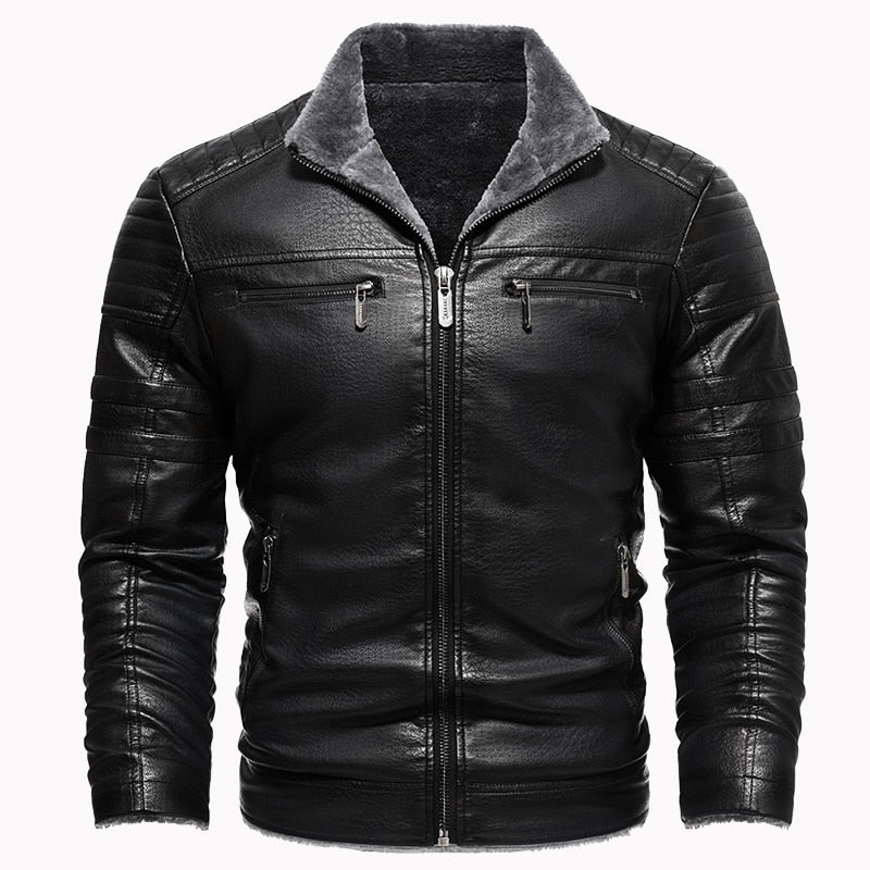 Faux Leather Winter Jacket