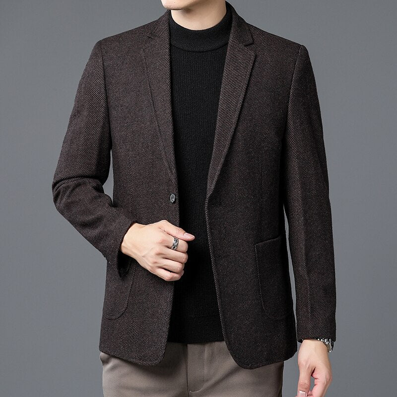 QUANBO Winter Wool Blazer