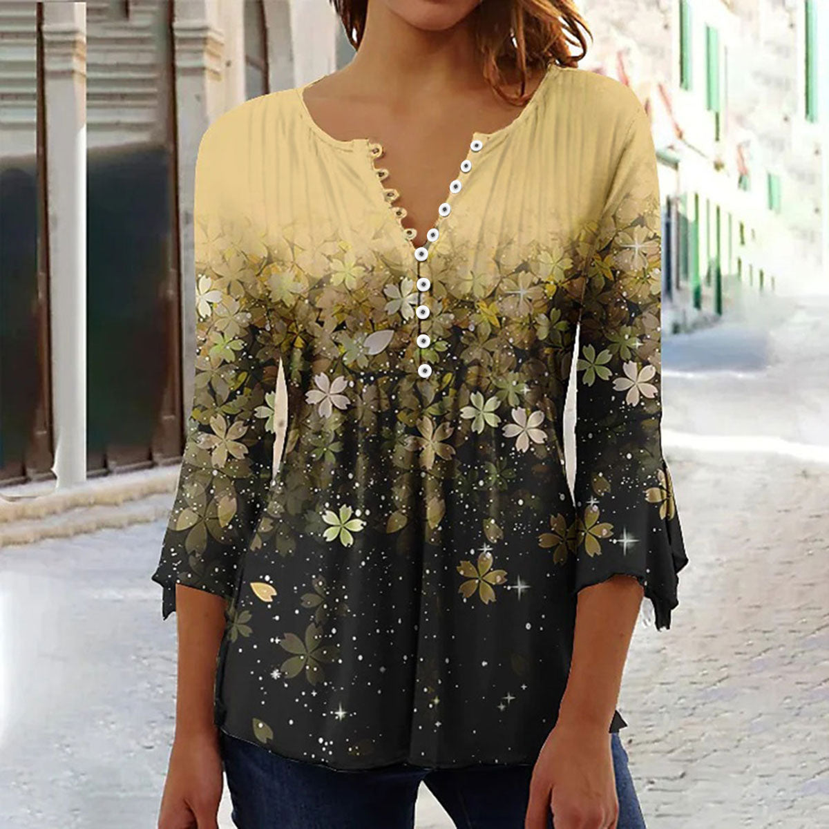 Button-Down Pattern Tee