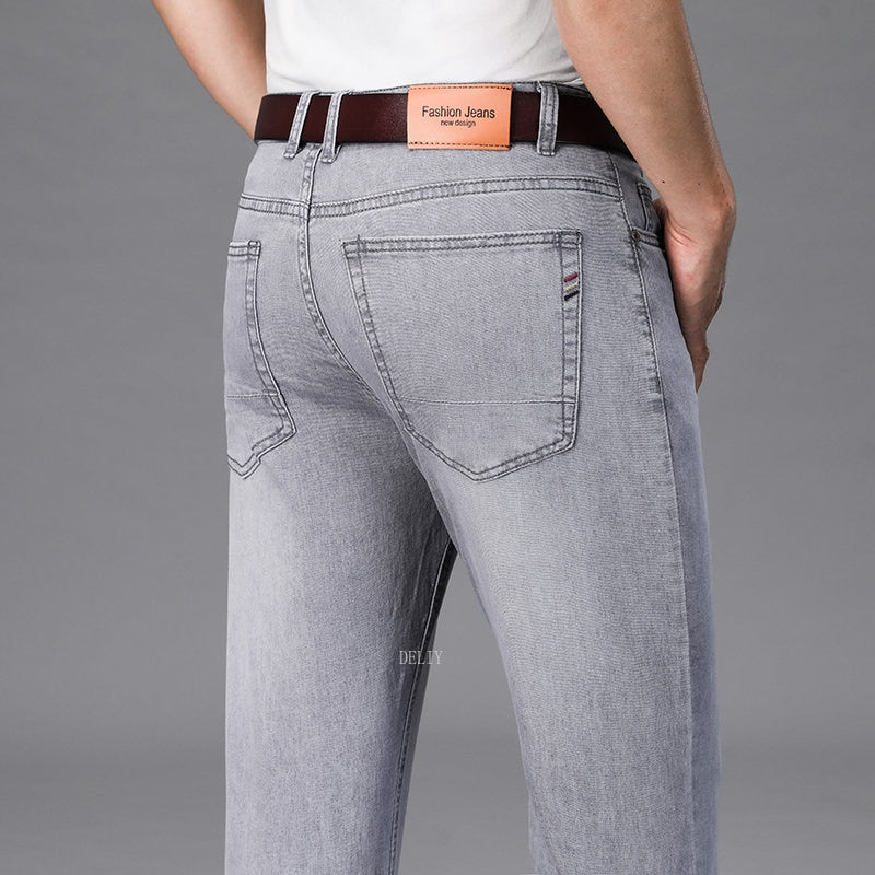 Straight Lightweight Cotton Stretch Jeans