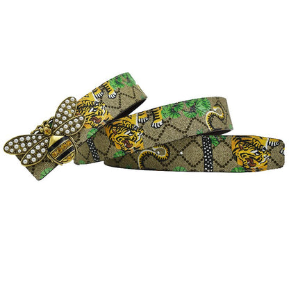 Green Tiger Leather Belt