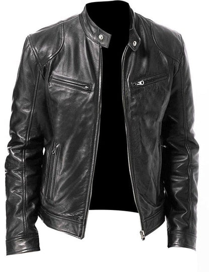 Faux Leather Aviator Jacket