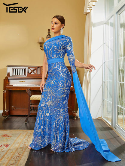 Draped Sequin Mermaid Dress