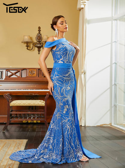 Draped Sequin Mermaid Dress