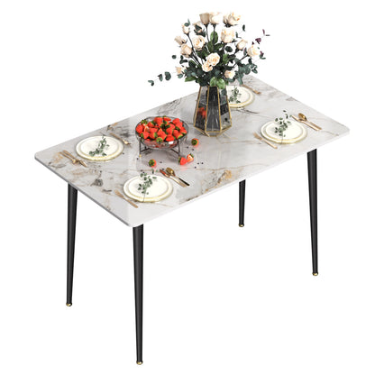 White Stone Top Dining Table