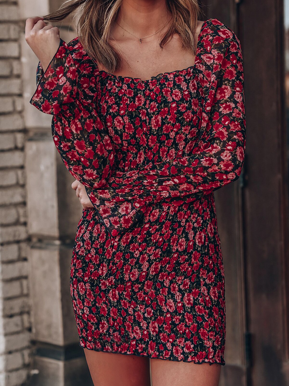 Floral Ruffled Printed Dress