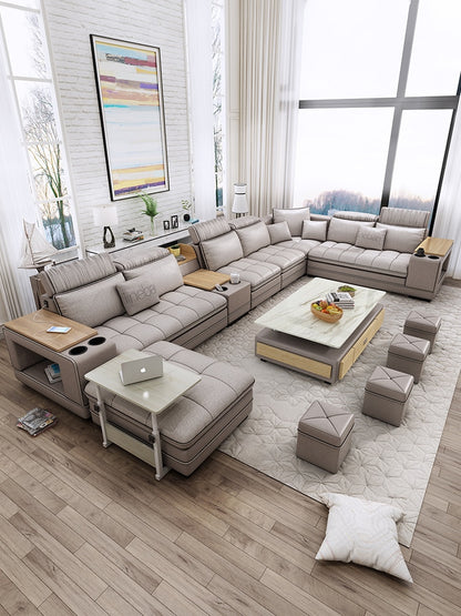 MANBAS Modern Fabric Smart Sofa Set w/ BT & Speakers