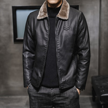 Faux Leather Wooly Jacket