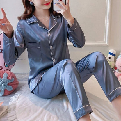 Embroidered Satin Pajama Set