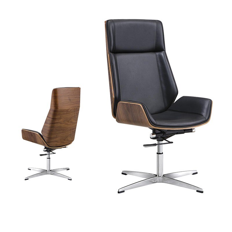High-Back Bentwood Swivel Chair