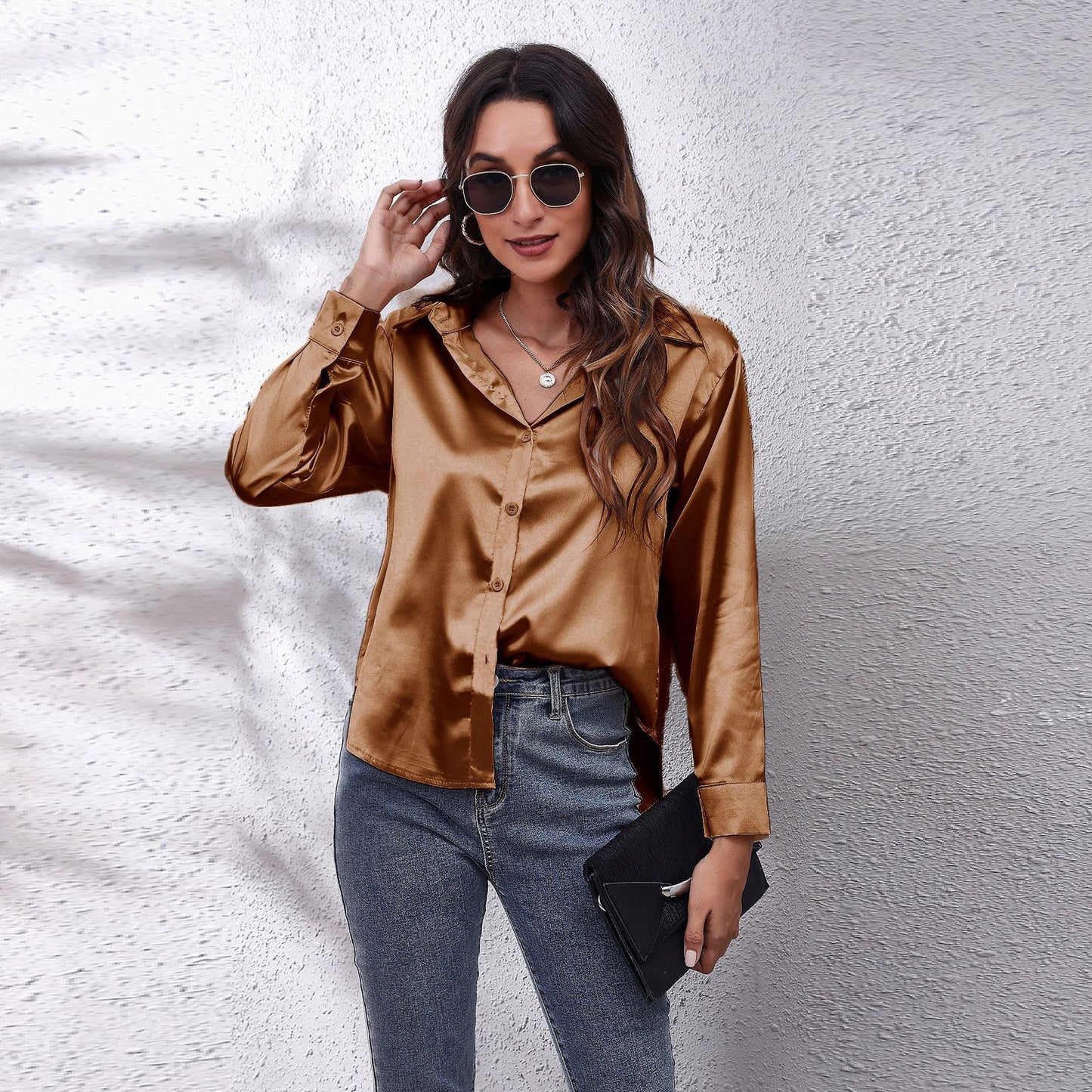 Satin Tie-Front Shirt