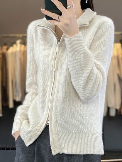 Merino Wool Knitted Zip Up