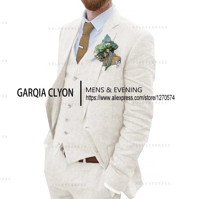 3 Piece Retro Linen Suit