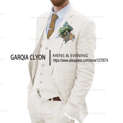 3 Piece Retro Linen Suit