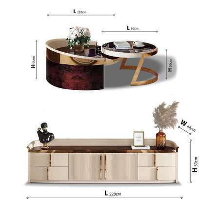 FUNROLUX Luxury Marble TV Cabinet & Coffee Table