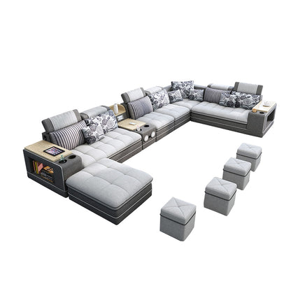 MANBAS Modern Fabric Smart Sofa Set w/ BT & Speakers