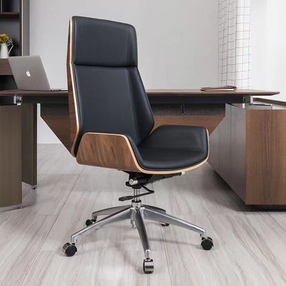 High-Back Bentwood Swivel Chair