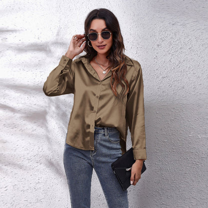 Satin Tie-Front Shirt