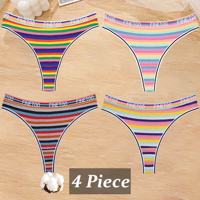 4 PieceCotton Stripe Panties