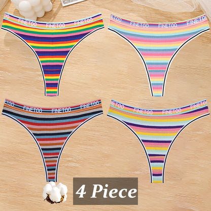 4 PieceCotton Stripe Panties