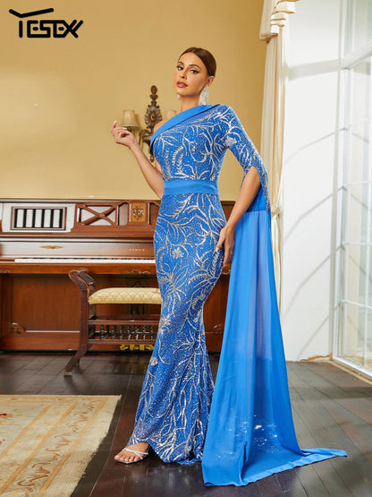 Draped Sequin Mermaid Dress