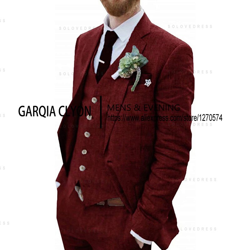 3 Piece Retro Linen Suit