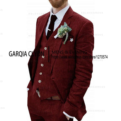 3 Piece Retro Linen Suit