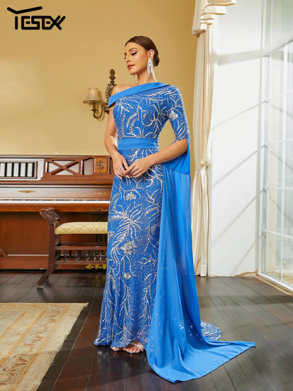Draped Sequin Mermaid Dress