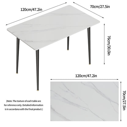 White Stone Top Dining Table