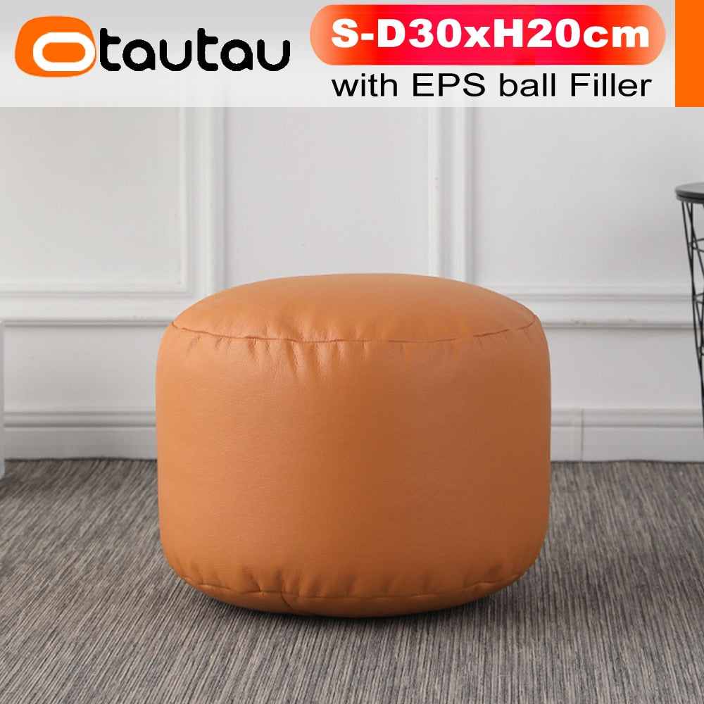 OTAUTAU Round Leather Ottoman