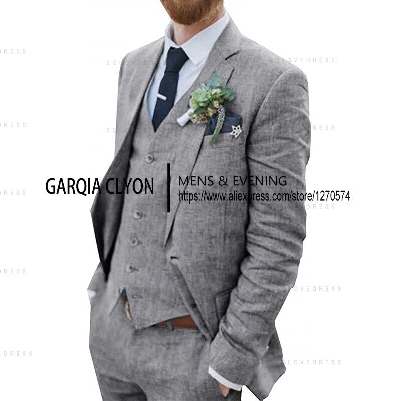 3 Piece Retro Linen Suit
