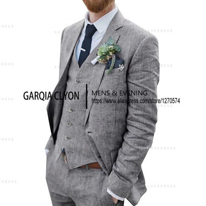 3 Piece Retro Linen Suit