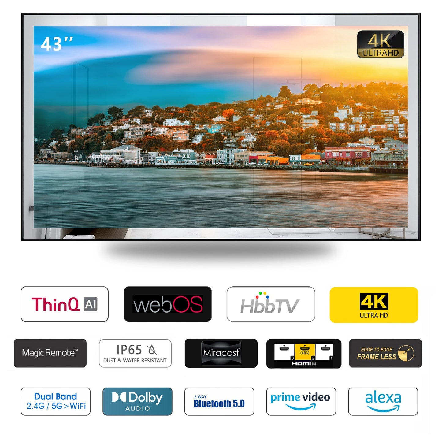 4K 43 in Bathroom LED TV