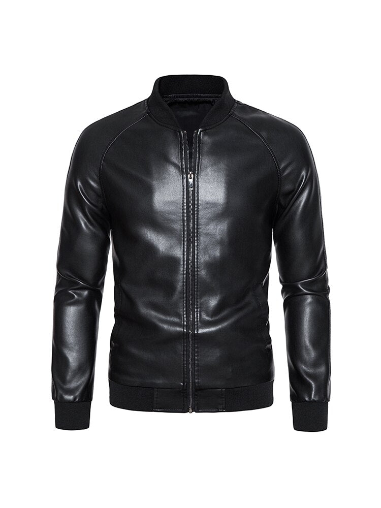 Faux Leather Moto Bomber Jacket