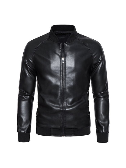 Faux Leather Moto Bomber Jacket