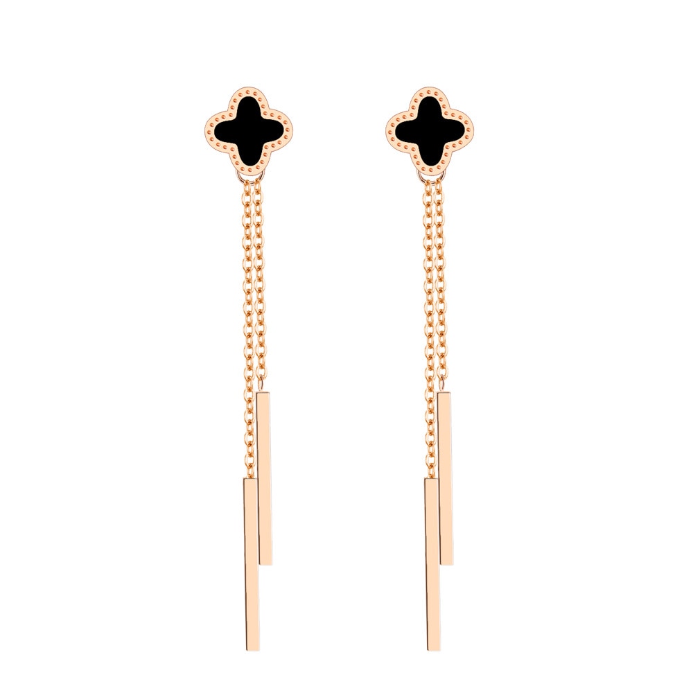 Oil Drip Four-leaf Clover Earrings