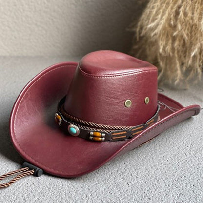 Faux Leather Western Cowboy Hat