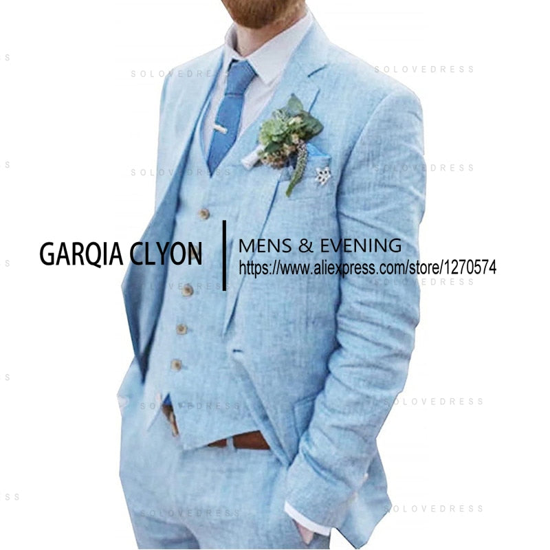 3 Piece Retro Linen Suit