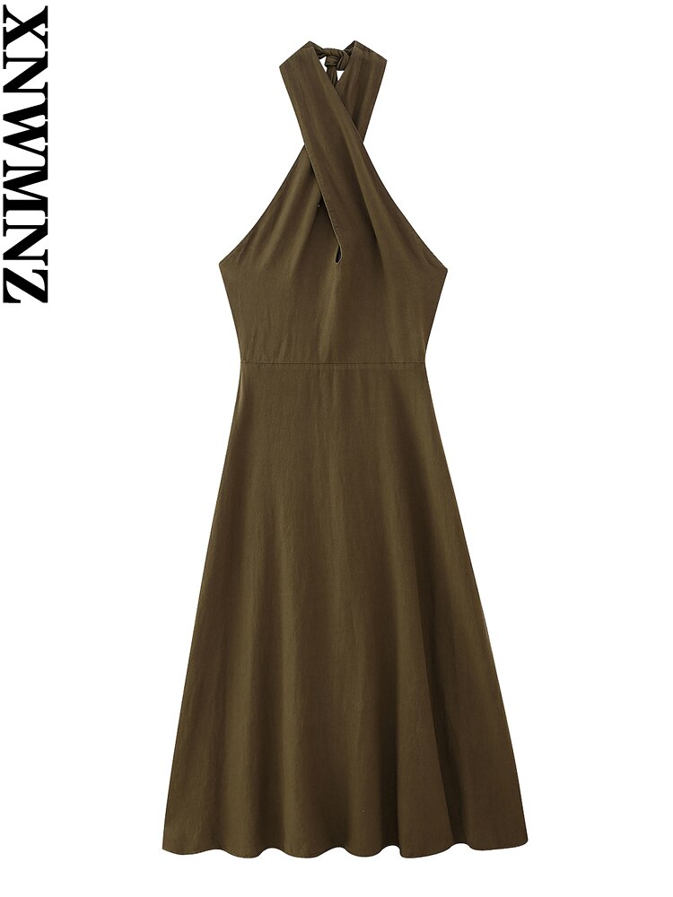 Crossover Halter Dress