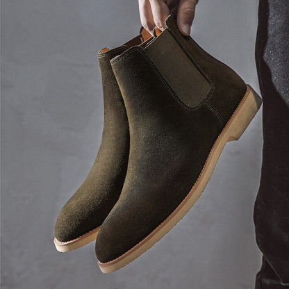 Pointed Suede Chelsea Boots